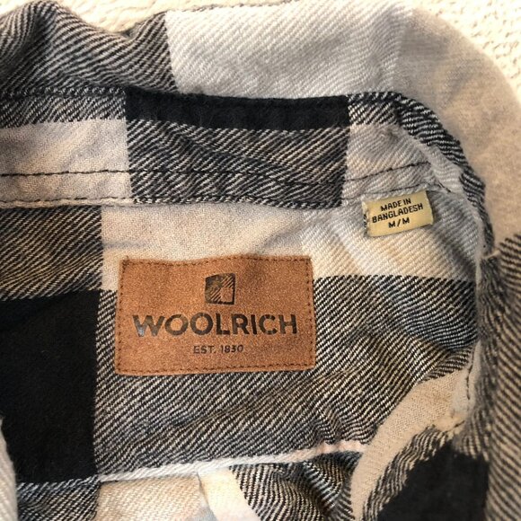 Woolrich Mens Button-Up Shirt Medium White Gray Long-Sleeve Casual Top Pocket - Picture 5 of 8